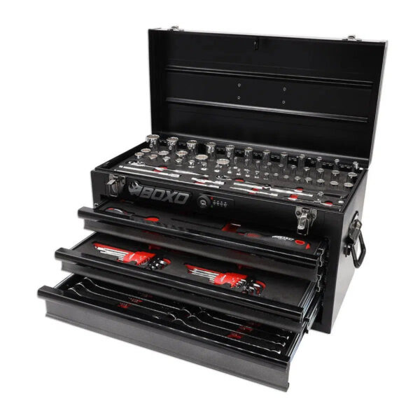 Ellunia 117-Piece SAE Tool Box | 3-Drawer Hand Carry Storage